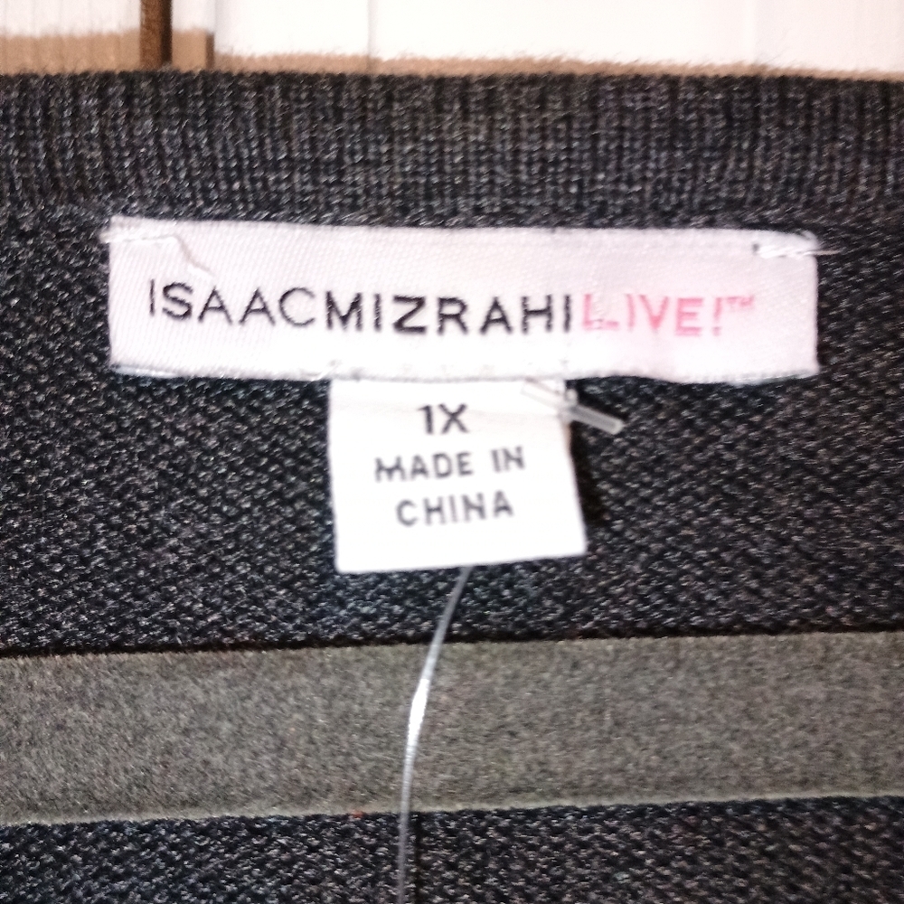 Isaac Mizrahi Live Gen 7 Black Ribbed Knit Sweater Dress 1X NWT Midi Stretchy - Picture 3 of 11